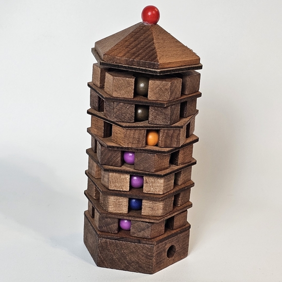 True Genius Pagoda Wooden Brainteaser Puzzle, NWT - Picture 6 of 7